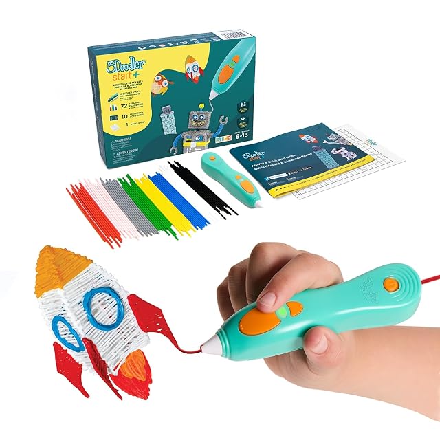 Penna 3D per bambini senza fili 3Doodler Start+ con bastoncini di filamento colorati