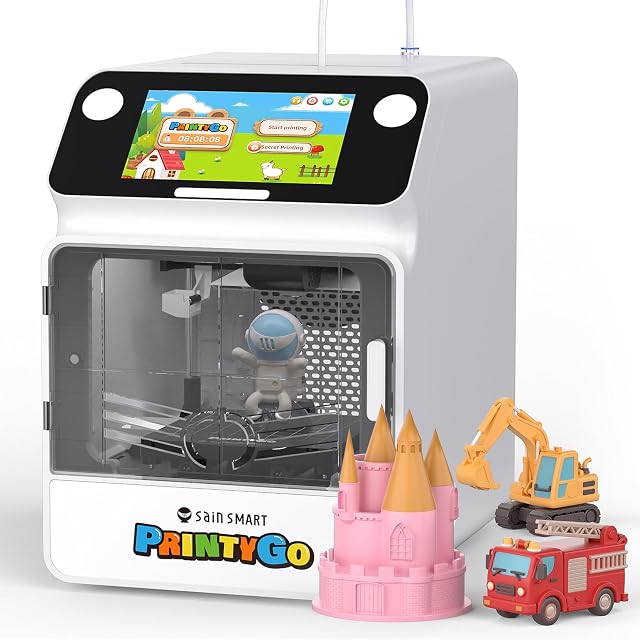 Stampante 3D chiusa SainSmart PrintyGo Mini con sportello frontale e touchscreen