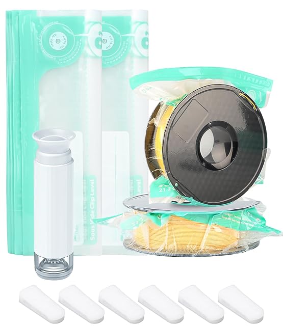 Sacchetti con bordo verde con la scritta Air Valve, una pompa manuale bianca, sei clip bianche e due bobine sigillate nei sacchetti