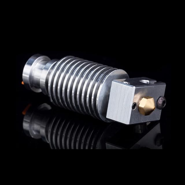Hotend V6 argentato montato con dissipatore alettato, blocco riscaldante e ugello in ottone, senza cablaggio