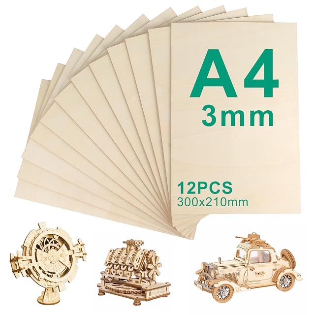 Pannelli di compensato a ventaglio con la scritta A4 3mm 12PCS 300 × 210mm, con kit di modellini in legno