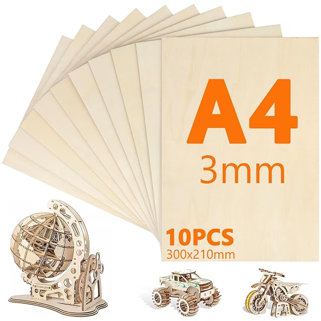 Pannelli di compensato a ventaglio con la scritta A4 3mm 10PCS 300 × 210mm, con un mappamondo, un camion e una moto in legno