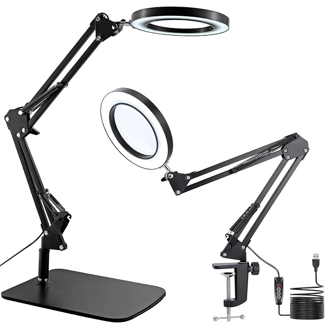 Lampada con lente d’ingrandimento Soobuygoo con opzioni base e morsetto