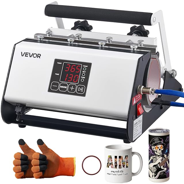 Pressa per sublimazione tazze VEVOR bianca con display digitale di temperatura e tempo