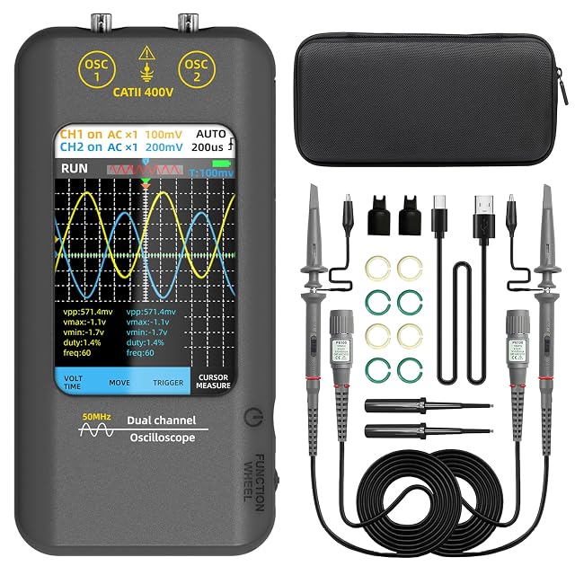 Oscilloscopio portatile a due canali BSIDE O2 con touchscreen