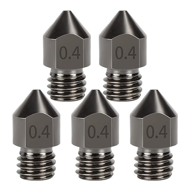 Cinque ugelli MK8 in acciaio grigio scuro MICREEN, ciascuno inciso 0.4