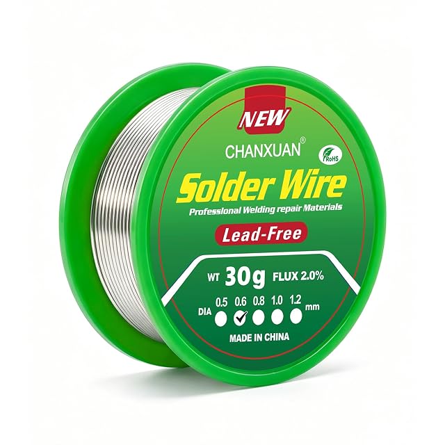 Bobina verde CHANXUAN con etichetta senza piombo, WT 30 g, flussante 2,0 %, 0,6 mm spuntato