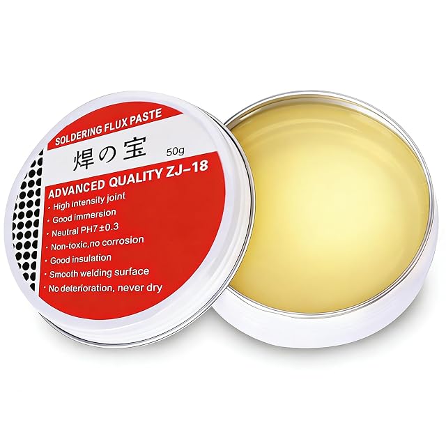 Latta aperta da 50 g di pasta chiara con etichetta Soldering Flux Paste, Advanced Quality ZJ-18