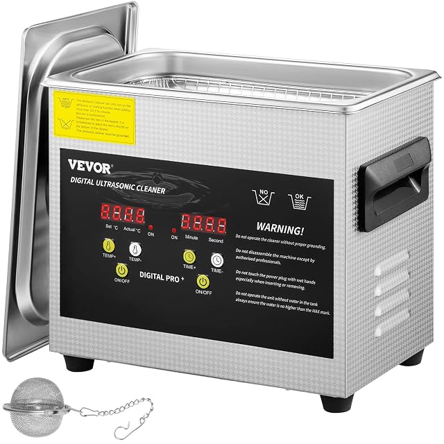 Pulitore a ultrasuoni VEVOR da 3 litri in acciaio inox con pannello di controllo digitale